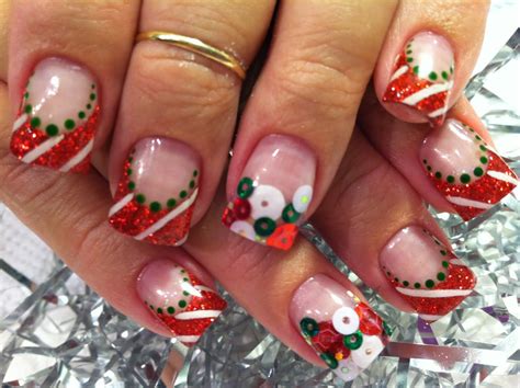 th?q=Christmas Lights acrylic Nails nails with colorful dots alt= Best Place To Refresh Your Mind candy cane nails, christmas lights nails, glitter nails, ornament nails, plaid nails, red and green nails, Santa nails, snowflake nails, snowman nails